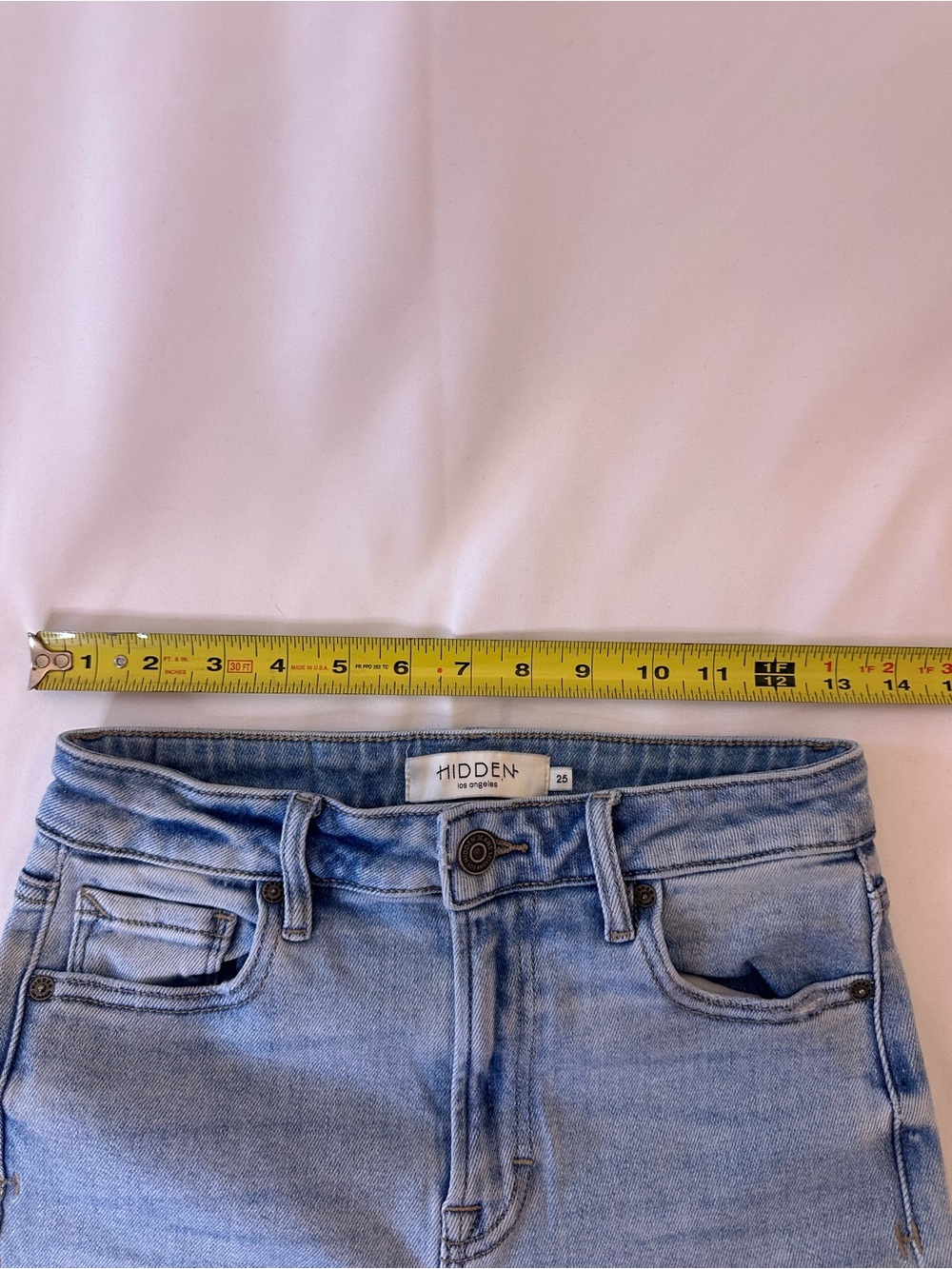 Hidden Light Blue Distressed Flare Jeans with Frayed Hem - Picture 4 of 7
